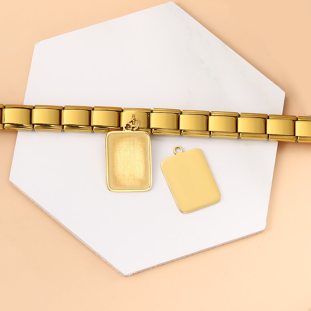 Cross Border Hot Selling Square Pendant Double-sided Laser Engraving Picture Making Engraving DIY Italian Module Bracelet Cross Border Hot Selling Square Pendant Double-sided Laser Engraving Picture Making Engraving DIY Italian Module Bracelet