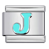 New Titanium Steel Sky Blue English Letter Series DIY Elastic Bracelet Accessories Italian Module Bracelet Alphebat New Titanium Steel Sky Blue English Letter Series DIY Elastic Bracelet Accessories Italian Module Bracelet Alphebat