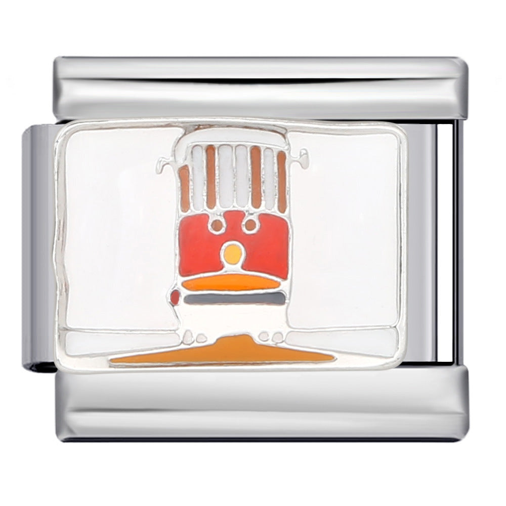 Gourmet Series Italian Module Bracelet Titanium Steel Welding Drip Oil Cartoon Pattern DIY Elastic Splicing Bracelet Gourmet Series Italian Module Bracelet Titanium Steel Welding Drip Oil Cartoon Pattern DIY Elastic Splicing Bracelet