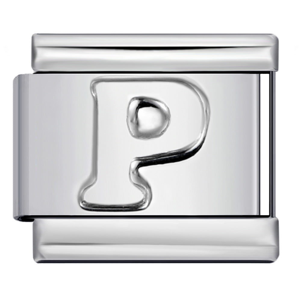 New Non Dripping Oil Series Bracelet Titanium Steel Concave 26 English Letter DIY Italian Module Bracelet Accessories New Non Dripping Oil Series Bracelet Titanium Steel Concave 26 English Letter DIY Italian Module Bracelet Accessories