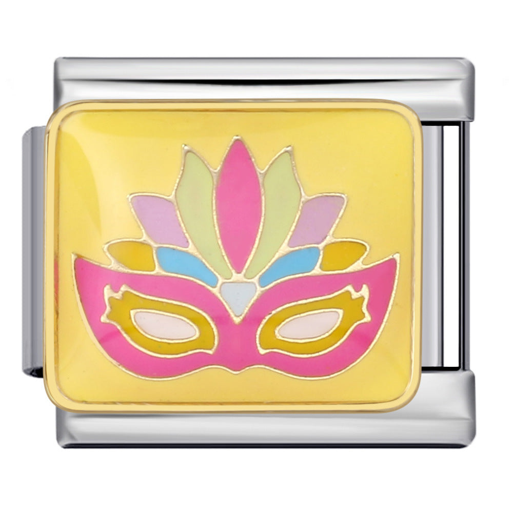 Colorful English Italian Module Bracelet Stainless Steel Welding Drip Oil DIY Jewelry Primary School Children's Gift Colorful English Italian Module Bracelet Stainless Steel Welding Drip Oil DIY Jewelry Primary School Children's Gift