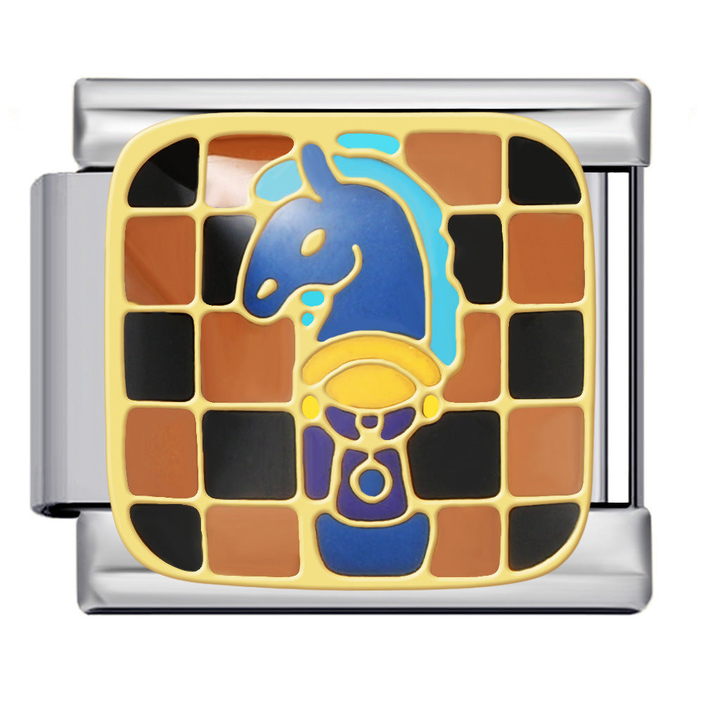 Cross Border Hot Selling Chess Italian Module Bracelet Titanium Steel Welding Gold Plating Drip Oil DIY Splicing Bracelet Cross Border Hot Selling Chess Italian Module Bracelet Titanium Steel Welding Gold Plating Drip Oil DIY Splicing Bracelet