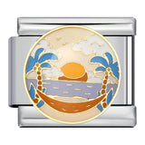 New River, Mountain, Seaside Scenery Italian Module Bracelet with Gold Plating and Oil Dripping DIY Welding Stainless Steel Bracelet New River, Mountain, Seaside Scenery Italian Module Bracelet with Gold Plating and Oil Dripping DIY Welding Stainless Steel Bracelet