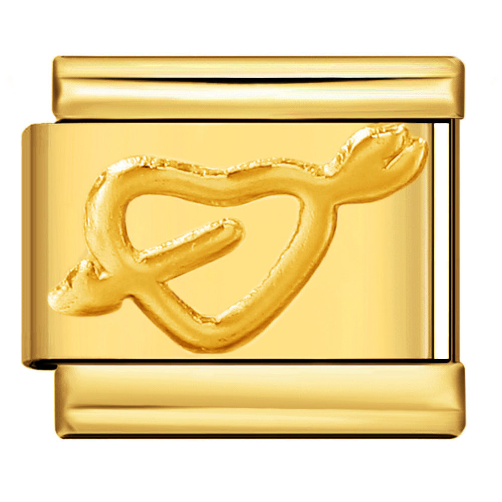 Italian Module Bracelet Titanium Steel All Gold Stamping Pattern DIY Italian Charm Bracelet Italian Module Bracelet Titanium Steel All Gold Stamping Pattern DIY Italian Charm Bracelet