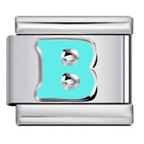 New Titanium Steel Sky Blue English Letter Series DIY Elastic Bracelet Accessories Italian Module Bracelet Alphebat New Titanium Steel Sky Blue English Letter Series DIY Elastic Bracelet Accessories Italian Module Bracelet Alphebat