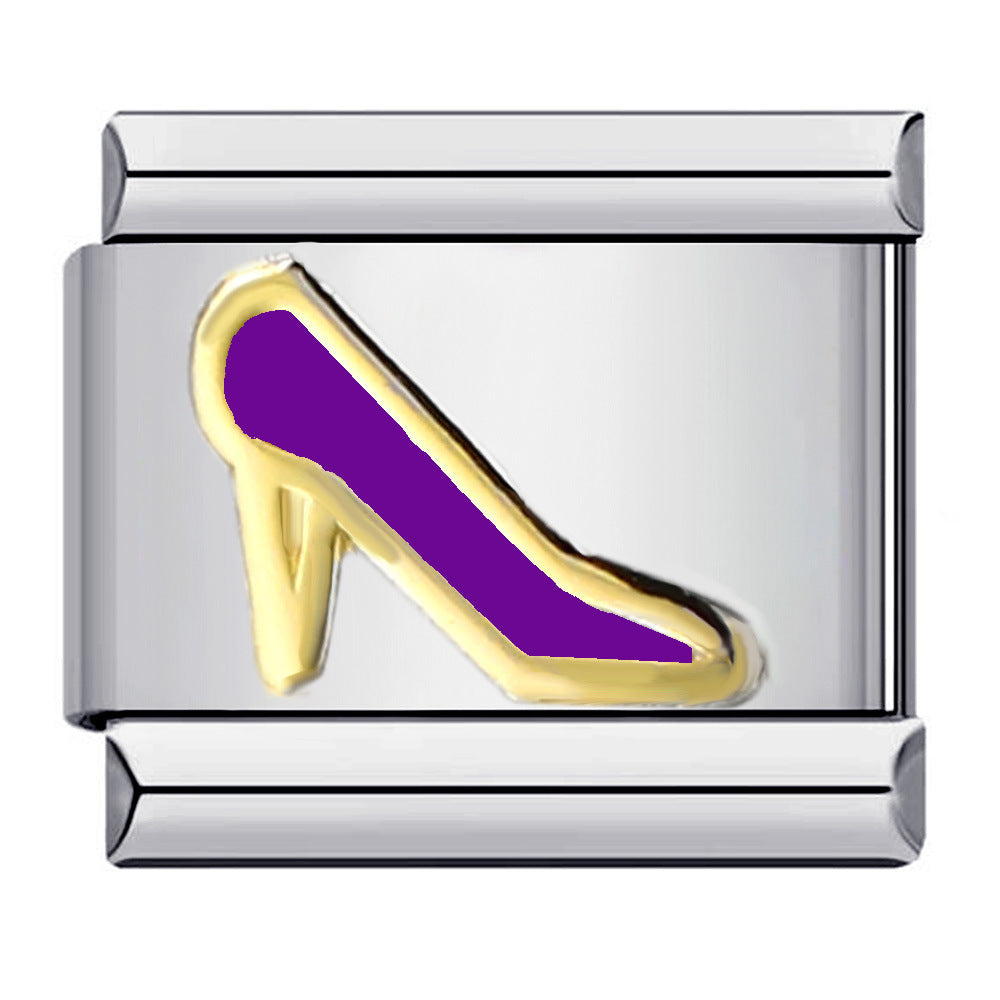 Color Stamping Series DIY Italian Module Bracelet Titanium Steel Gold Plated Drip Oil Elastic Splicing Bracelet Accessories Color Stamping Series DIY Italian Module Bracelet Titanium Steel Gold Plated Drip Oil Elastic Splicing Bracelet Accessories