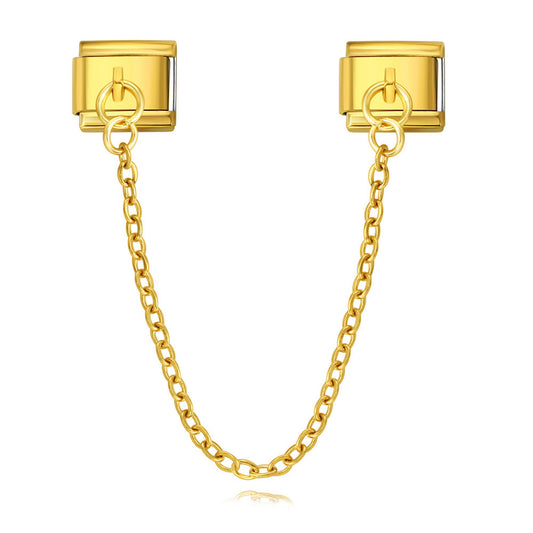 New Trendy Gold and Silver Double Chain Module Bracelet with Titanium Steel Splicing Bracelet DIY Jewelry Accessories