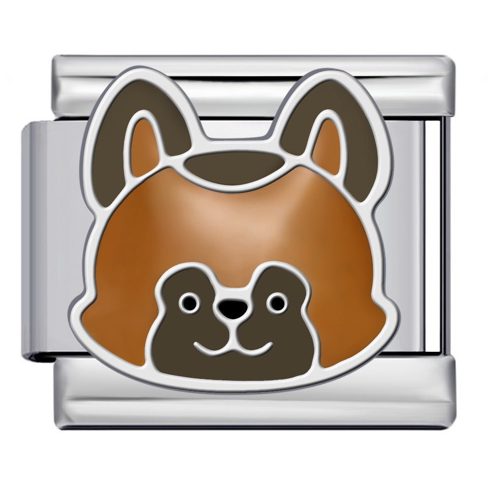 Cute Cartoon Dog Cute Pet Series Titanium Steel Welding Drip Oil DIY Italian Module Bracelet Accessories Cute Cartoon Dog Cute Pet Series Titanium Steel Welding Drip Oil DIY Italian Module Bracelet Accessories