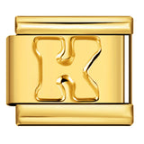 Golden Concave Letter Series Italian Module Bracelet Titanium Steel Stamping DIY Elastic Splicing Bracelet Accessories Golden Concave Letter Series Italian Module Bracelet Titanium Steel Stamping DIY Elastic Splicing Bracelet Accessories