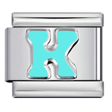 New Titanium Steel Sky Blue English Letter Series DIY Elastic Bracelet Accessories Italian Module Bracelet Alphebat New Titanium Steel Sky Blue English Letter Series DIY Elastic Bracelet Accessories Italian Module Bracelet Alphebat