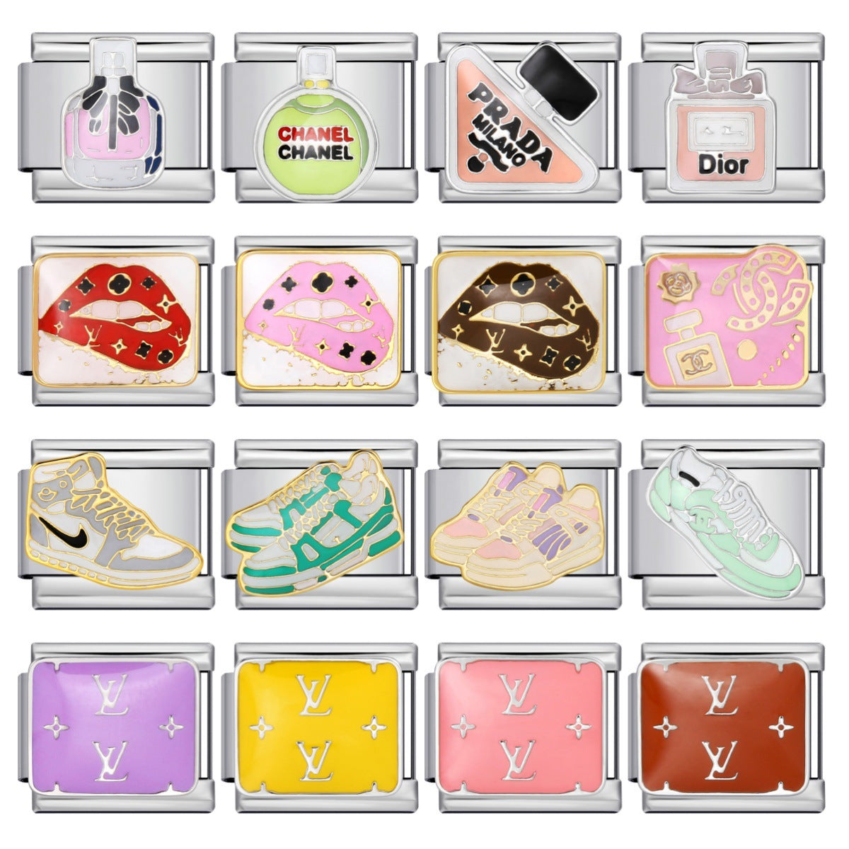 Valentine's Day Gift Perfume Lipstick Italian Module Bracelet Titanium Steel Gold Plated Welding DIY Watch Band Chain Bracelet Valentine's Day Gift Perfume Lipstick Italian Module Bracelet Titanium Steel Gold Plated Welding DIY Watch Band Chain Bracelet