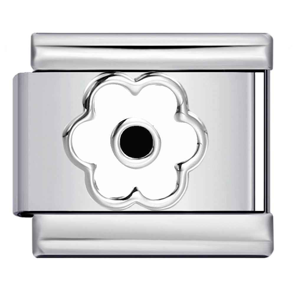 Color Drip Oil Petal Stamping Series DIY Italian Module Bracelet Titanium Steel Gold Plated Elastic Splicing Bracelet Color Drip Oil Petal Stamping Series DIY Italian Module Bracelet Titanium Steel Gold Plated Elastic Splicing Bracelet