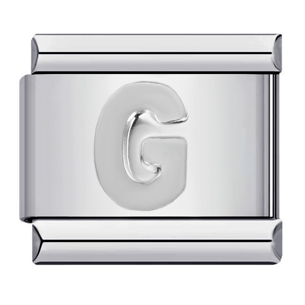 New Titanium Steel Silver Concave Surface 26 English Letters Italian Module Bracelet DIY Strap Chain Accessories Wholesale New Titanium Steel Silver Concave Surface 26 English Letters Italian Module Bracelet DIY Strap Chain Accessories Wholesale