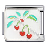 Bow & Cherry Pattern Italian Module Bracelet Titanium Steel Welded Drip-Oil DIY Bracelet Women's Jewelry Bow & Cherry Pattern Italian Module Bracelet Titanium Steel Welded Drip-Oil DIY Bracelet Women's Jewelry