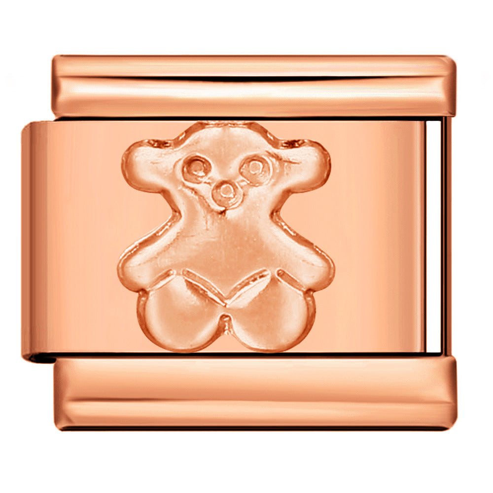 Rose Gold Titanium Steel Stamping Pattern DIY Italian Module Bracelet Italian Charm Bracelet Rose Gold Titanium Steel Stamping Pattern DIY Italian Module Bracelet Italian Charm Bracelet