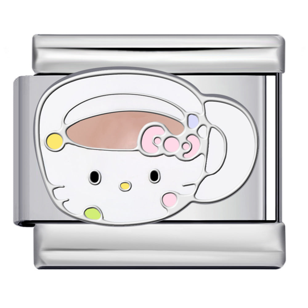 New Cute Cartoon Pattern Italian Module Bracelet Titanium Steel Gold Plated Welding DIY Strap Chain Bracelet New Cute Cartoon Pattern Italian Module Bracelet Titanium Steel Gold Plated Welding DIY Strap Chain Bracelet