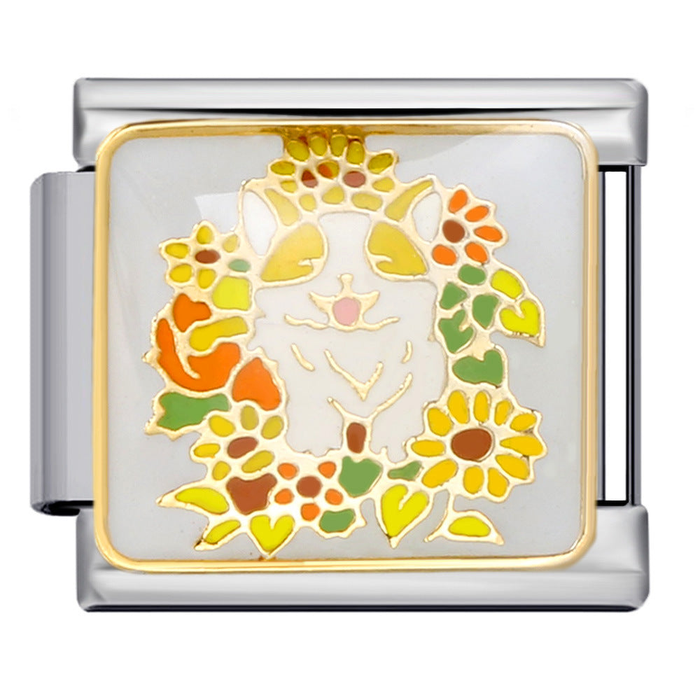 Pet Crowd Elements Italian Module Bracelet Welding Pattern Drip Oil DIY Elastic Splicing Stainless Steel Bracelet Pet Crowd Elements Italian Module Bracelet Welding Pattern Drip Oil DIY Elastic Splicing Stainless Steel Bracelet