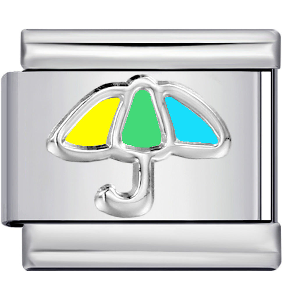 New Color Dripping Oil Umbrella Pattern DIY Italian Module Bracelet Stainless Steel Stamped Splicing Strap Chain New Color Dripping Oil Umbrella Pattern DIY Italian Module Bracelet Stainless Steel Stamped Splicing Strap Chain