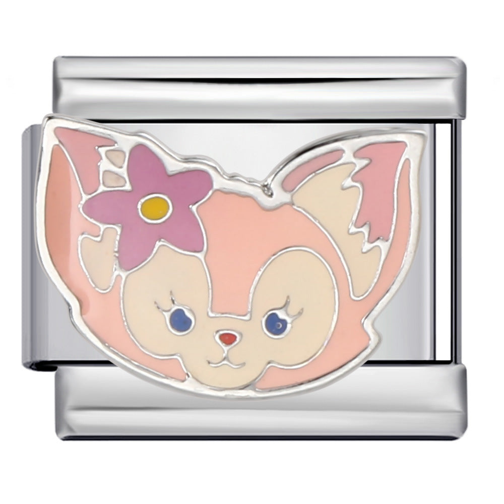 Cross Border Cartoon Animal Series Titanium Steel Welding Drip Oil DIY Bracelet Italian Module Bracelet Accessories Wholesale Cross Border Cartoon Animal Series Titanium Steel Welding Drip Oil DIY Bracelet Italian Module Bracelet Accessories Wholesale