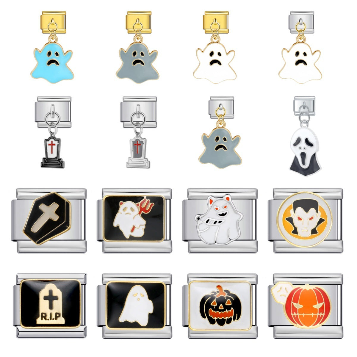 Halloween Element Fashion Module Bracelet Titanium Steel Hook Drip Oil DIY Pendant Italian Jewelry Accessories Halloween Element Fashion Module Bracelet Titanium Steel Hook Drip Oil DIY Pendant Italian Jewelry Accessories