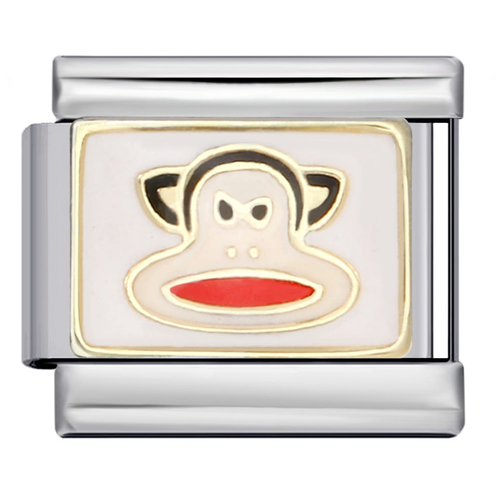 Italian Module Bracelet Stainless Steel Welding Drip Oil Animal Pattern DIY Free Splicing Combination Bracelet Accessories Italian Module Bracelet Stainless Steel Welding Drip Oil Animal Pattern DIY Free Splicing Combination Bracelet Accessories