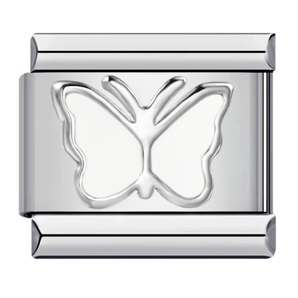 Titanium Steel Love Butterfly Stamping Pattern Color Drip Oil DIY Italian Module Bracelet Italian Charm Reference Knowledge 70/1000 T Titanium Steel Love Butterfly Stamping Pattern Color Drip Oil DIY Italian Module Bracelet Italian Charm Reference Knowledge 70/1000 T