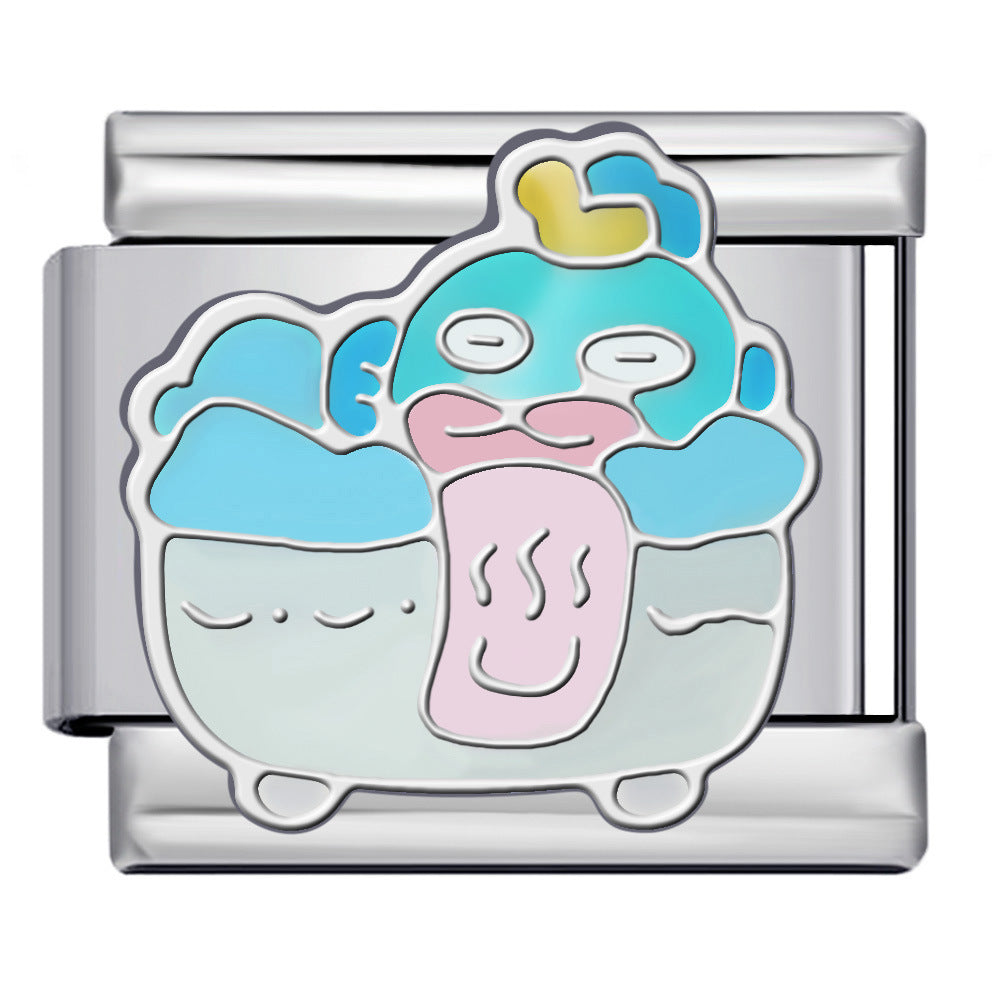 Cute Cartoon Character Series Titanium Steel Welding Drip Oil DIY Bracelet Italian Module Bracelet Accessories Wholesale Cute Cartoon Character Series Titanium Steel Welding Drip Oil DIY Bracelet Italian Module Bracelet Accessories Wholesale