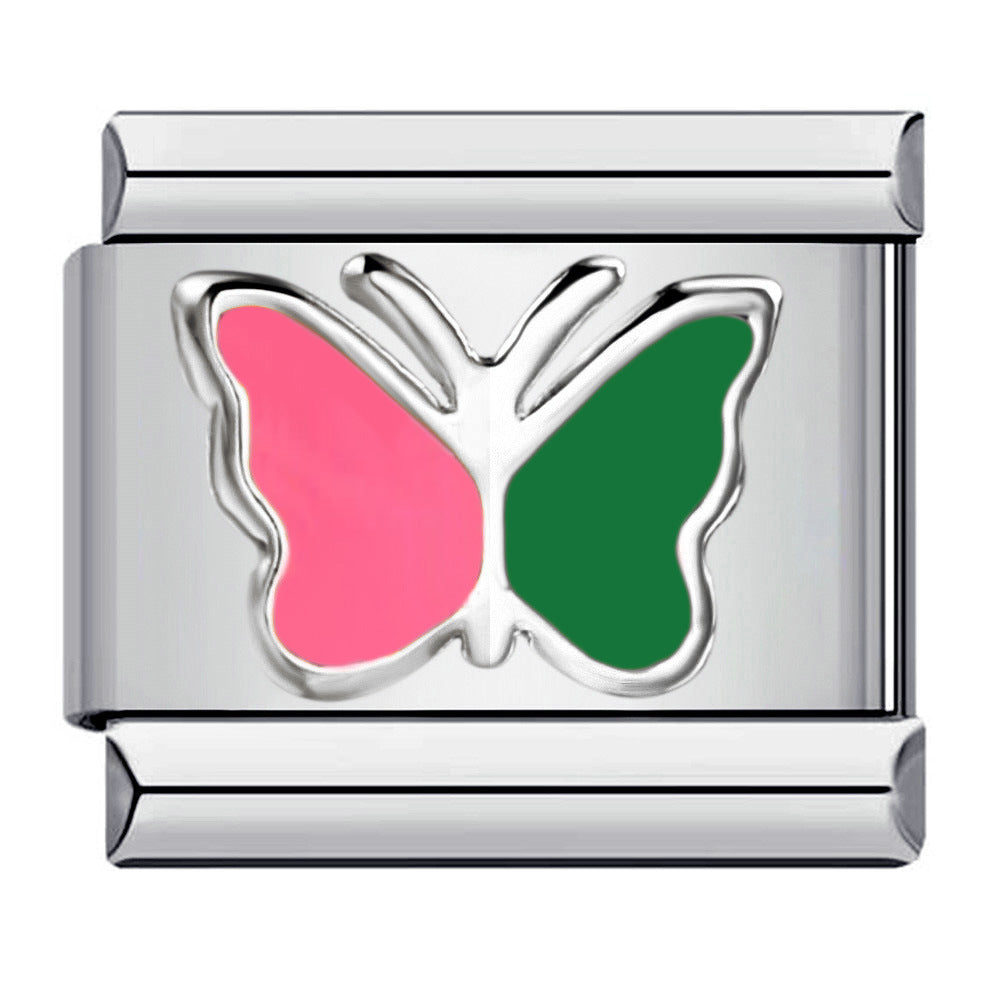 Italian Module Bracelet Color Drip Oil Stamping Pattern DIY Titanium Steel Elastic Splicing Bracelet Accessories Wholesale Italian Module Bracelet Color Drip Oil Stamping Pattern DIY Titanium Steel Elastic Splicing Bracelet Accessories Wholesale