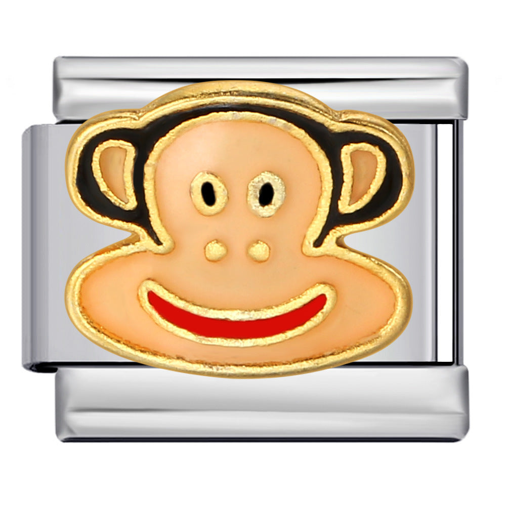 Stainless Steel Welding Drip Oil Animal Pattern DIY Italian Module Bracelet Free Splicing Elastic Accessories Wholesale Stainless Steel Welding Drip Oil Animal Pattern DIY Italian Module Bracelet Free Splicing Elastic Accessories Wholesale