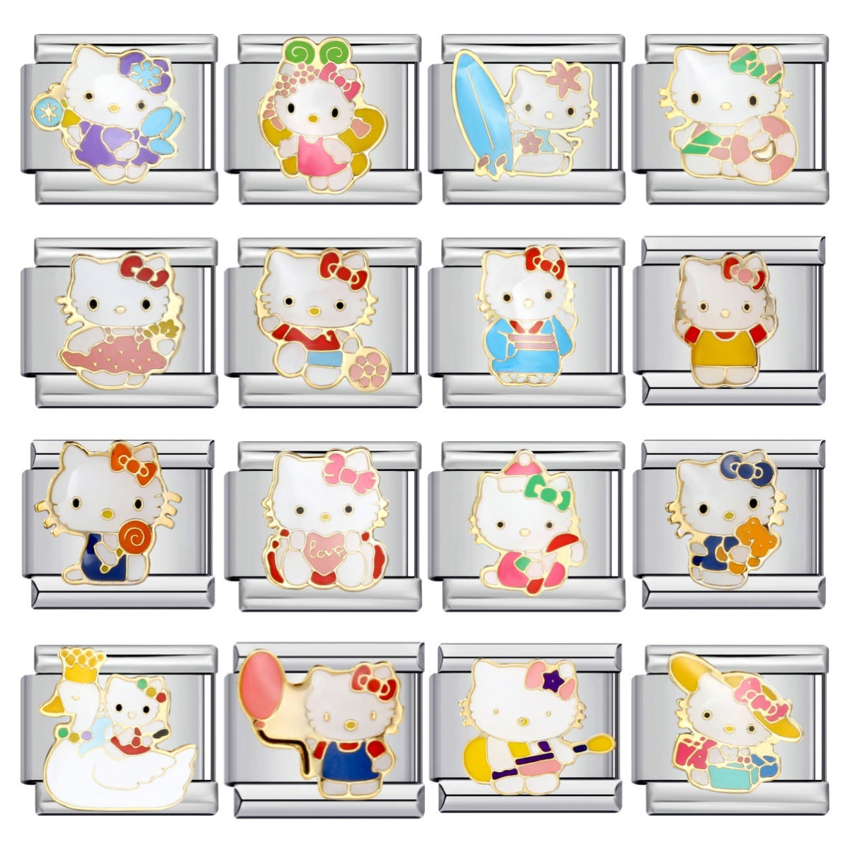 Wholesale DIY Titanium Steel Welded Enamel Drop Charms Italian Link Bracelet Straps with Cute Cartoon Patterns Wholesale DIY Titanium Steel Welded Enamel Drop Charms Italian Link Bracelet Straps with Cute Cartoon Patterns