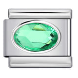 Elliptical Colored Stone Italian Module Bracelet Birthday Stone Stainless Steel DIY Simple and Versatile Bracelet Accessories Elliptical Colored Stone Italian Module Bracelet Birthday Stone Stainless Steel DIY Simple and Versatile Bracelet Accessories