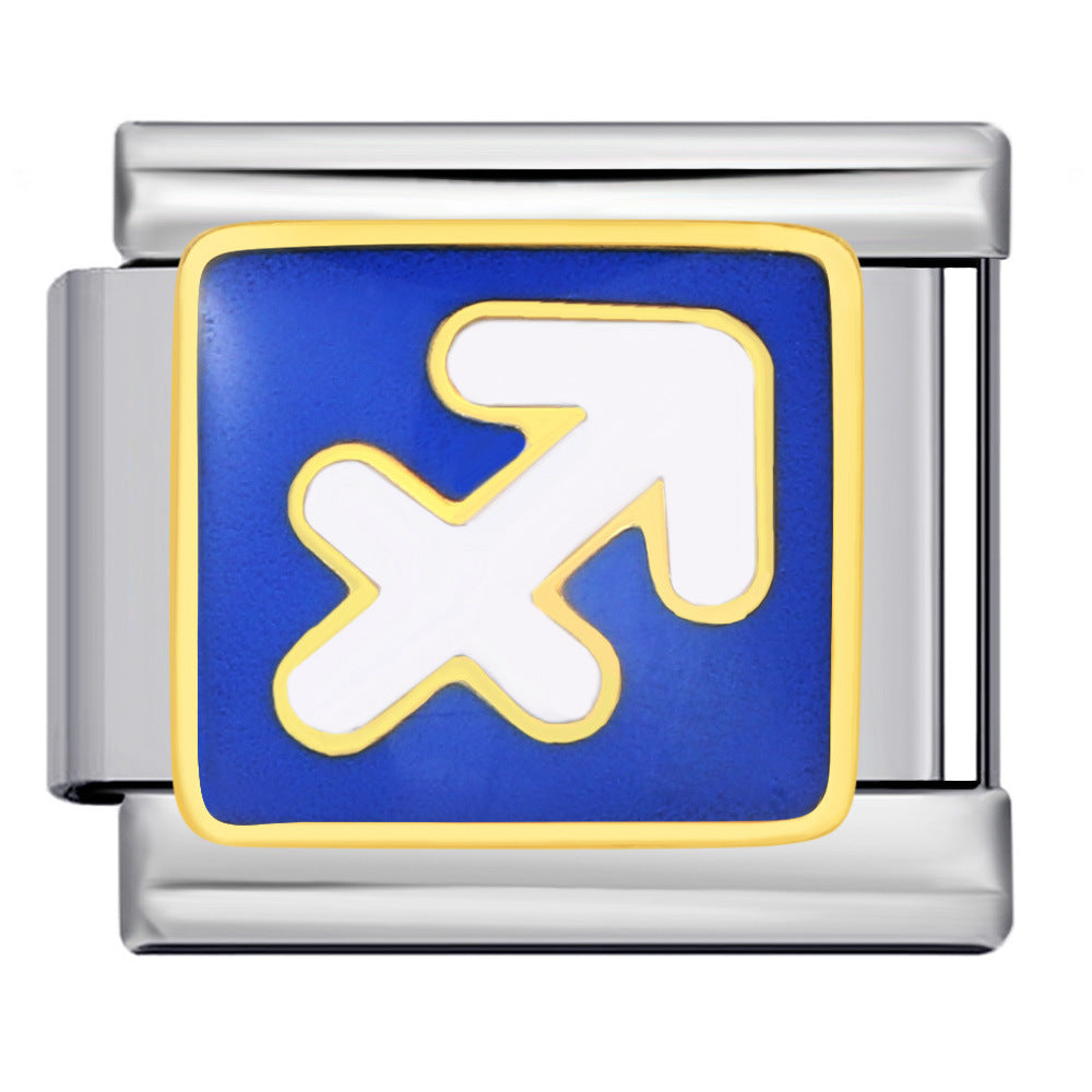 Simplified 12 Constellation Italian Module Bracelet Titanium Steel Gold Plated Welding Drip Oil DIY Elastic Splicing Bracelet Simplified 12 Constellation Italian Module Bracelet Titanium Steel Gold Plated Welding Drip Oil DIY Elastic Splicing Bracelet