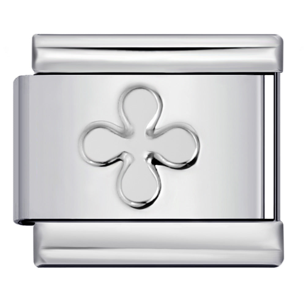 Concave Silver Titanium Steel Stamping Pattern DIY Italian Module Bracelet Italian Charm Bracelet Concave Silver Titanium Steel Stamping Pattern DIY Italian Module Bracelet Italian Charm Bracelet