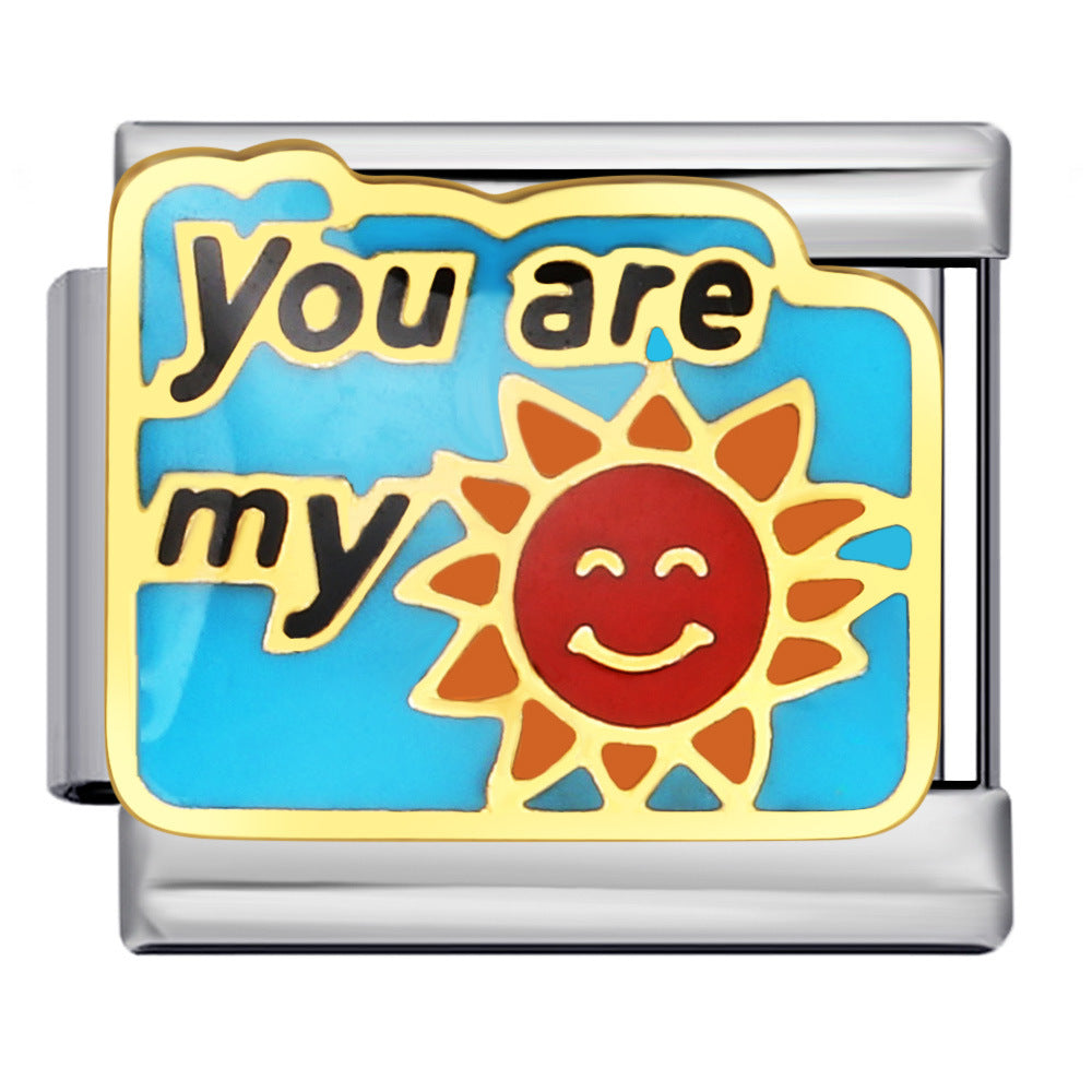 New Italian Module Bracelet Stainless Steel Welding Drip Oil Personalized English DIY Bracelet Accessories Wholesale New Italian Module Bracelet Stainless Steel Welding Drip Oil Personalized English DIY Bracelet Accessories Wholesale