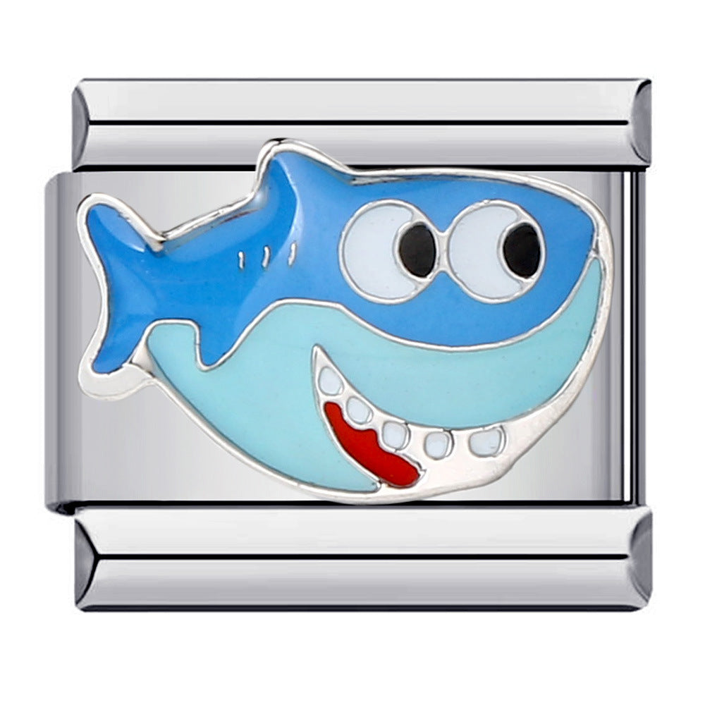 New Cute Animal Italian Modular Bracelet Titanium Steel Welding Oil Drip Cartoon DIY Fashion Wristband New Cute Animal Italian Modular Bracelet Titanium Steel Welding Oil Drip Cartoon DIY Fashion Wristband