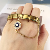 New Gold and Silver Devil's Eye Hook Chain Bracelet Stainless Steel DIY Elastic Italian Module Bracelet New Gold and Silver Devil's Eye Hook Chain Bracelet Stainless Steel DIY Elastic Italian Module Bracelet