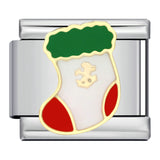 Christmas Series Italian Module Bracelet DIY Stainless Steel Welding Drip Oil Pattern Elastic Splicing Strap Chain Christmas Series Italian Module Bracelet DIY Stainless Steel Welding Drip Oil Pattern Elastic Splicing Strap Chain