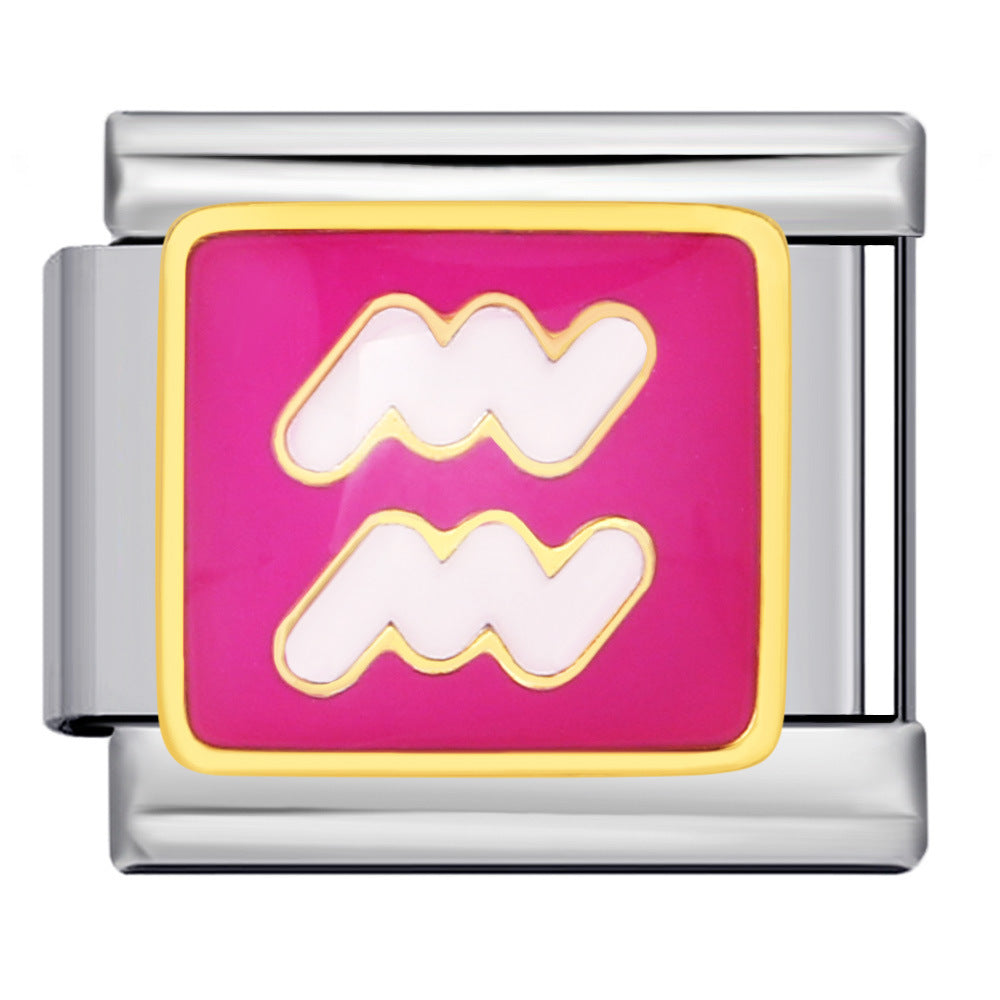 Simplified 12 Constellation Italian Module Bracelet Titanium Steel Gold Plated Welding Drip Oil DIY Elastic Splicing Bracelet Simplified 12 Constellation Italian Module Bracelet Titanium Steel Gold Plated Welding Drip Oil DIY Elastic Splicing Bracelet