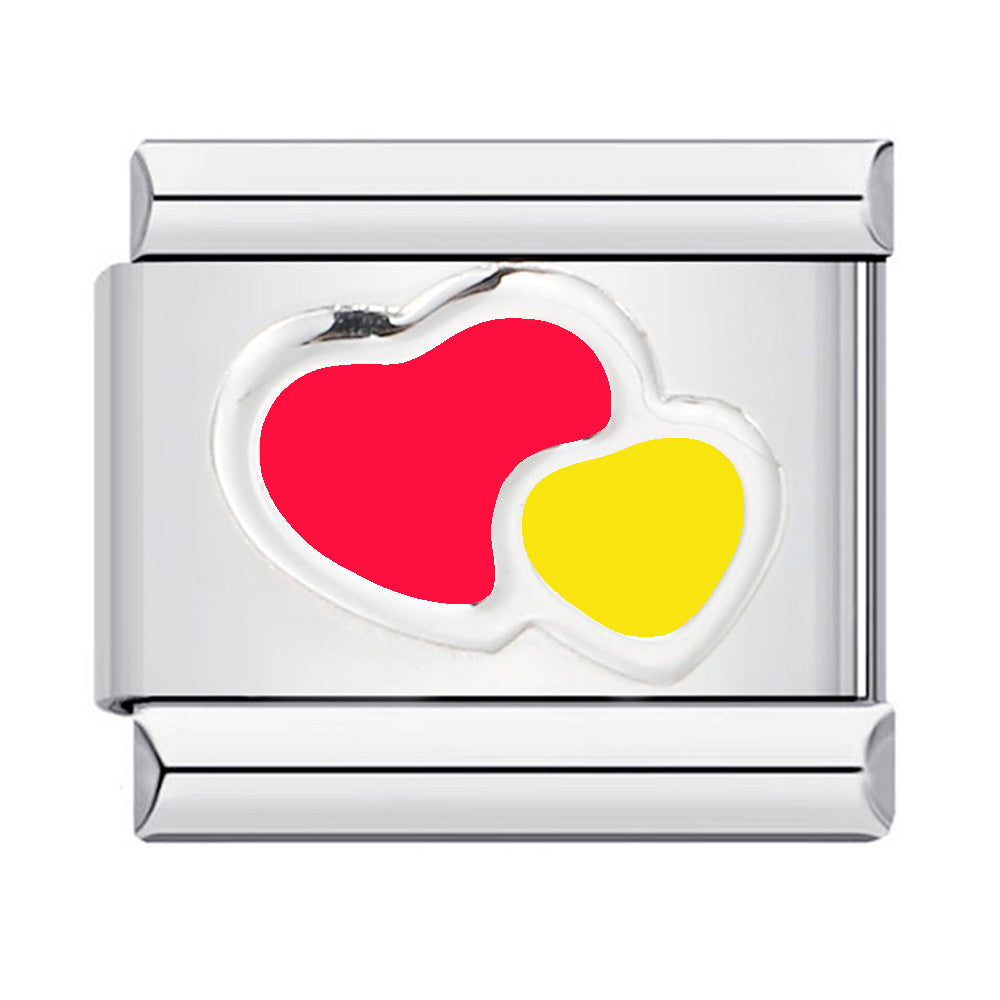 Italian Module Bracelet Color Drip Oil Stamping Pattern DIY Titanium Steel Elastic Splicing Bracelet Accessories Wholesale Italian Module Bracelet Color Drip Oil Stamping Pattern DIY Titanium Steel Elastic Splicing Bracelet Accessories Wholesale