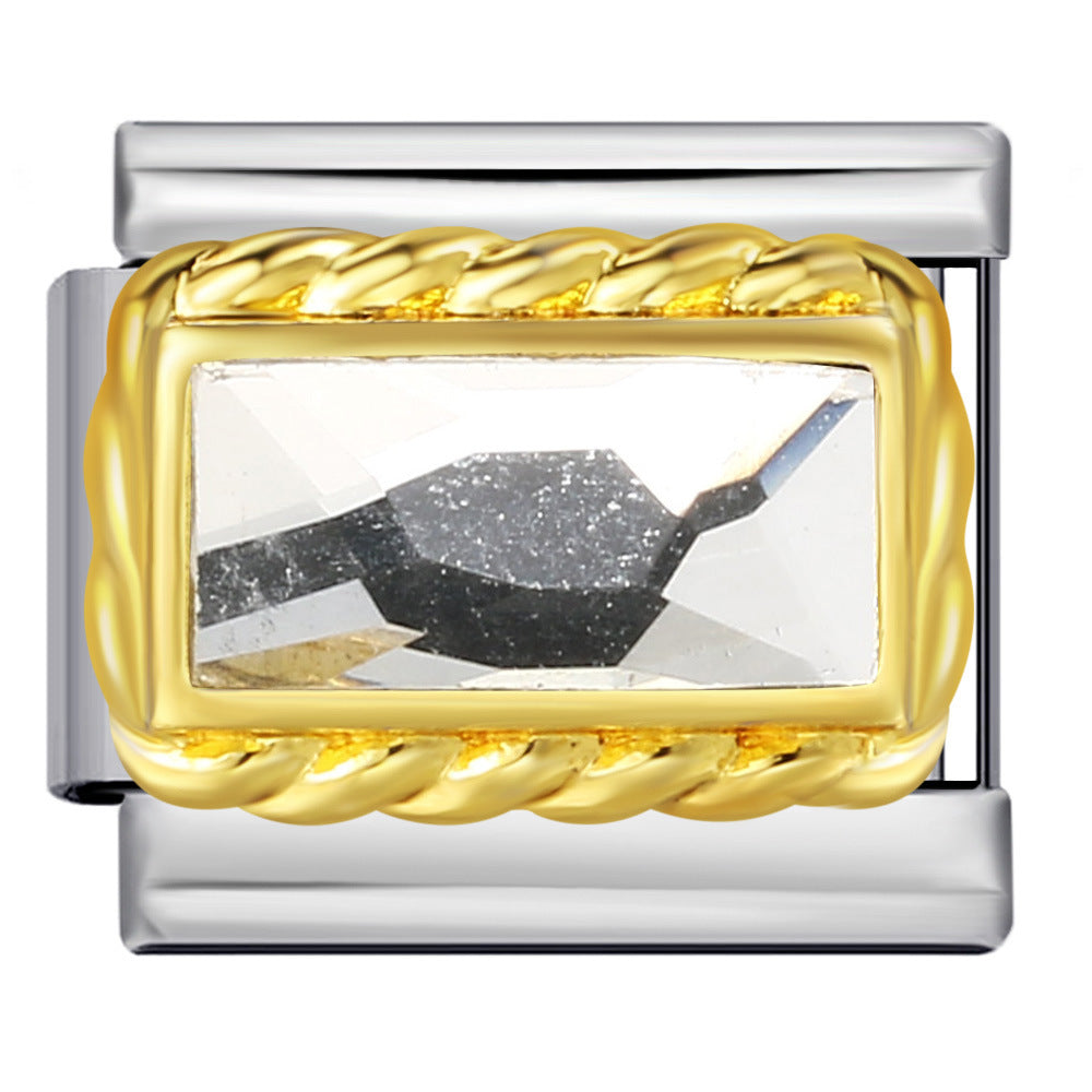 Colorful Zircon Italian Module Bracelet Titanium Steel Welding DIY Elastic Splicing Assembly Bracelet Accessories Wholesale Colorful Zircon Italian Module Bracelet Titanium Steel Welding DIY Elastic Splicing Assembly Bracelet Accessories Wholesale