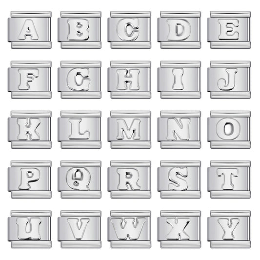 New Non Dripping Oil Series Bracelet Titanium Steel Concave 26 English Letter DIY Italian Module Bracelet Accessories