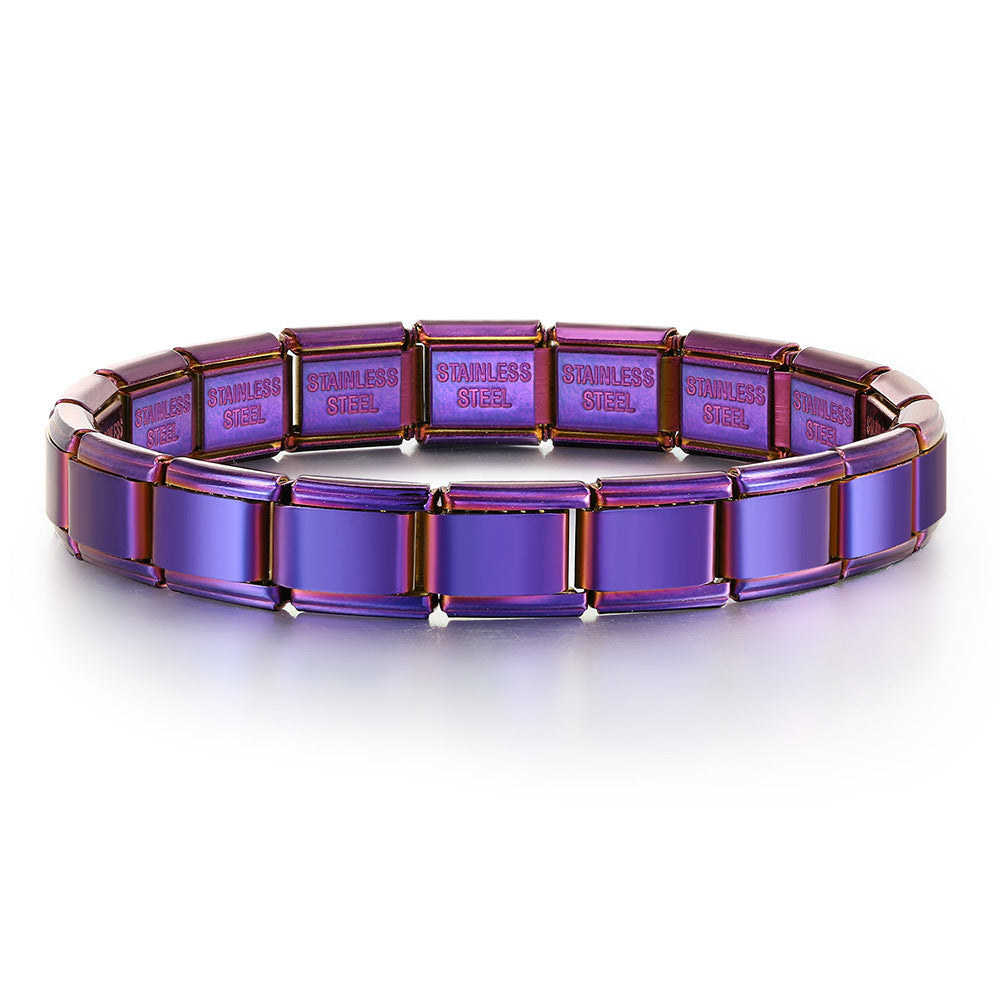 Titanium Steel Vacuum Genuine Gold IP Electroplating Italian Module Bracelet Basic Elastic Strap Chain Italian Charm Titanium Steel Vacuum Genuine Gold IP Electroplating Italian Module Bracelet Basic Elastic Strap Chain Italian Charm