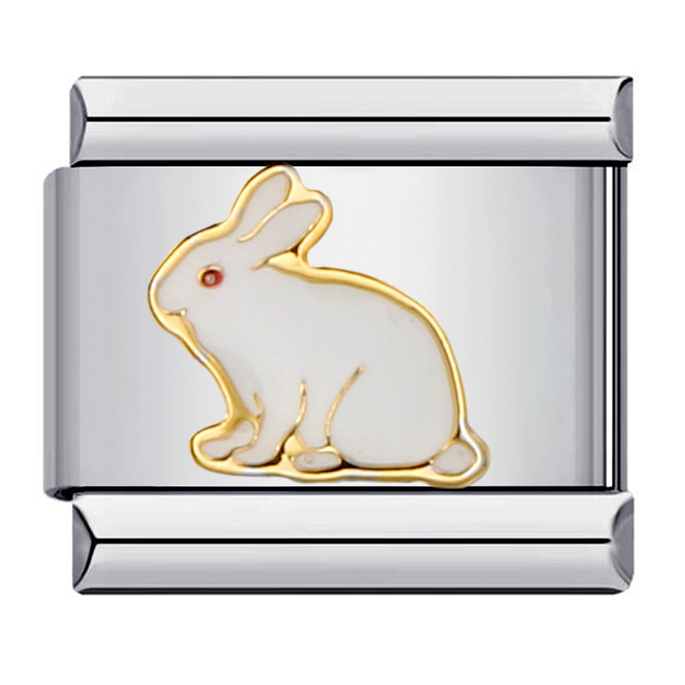 Fresh Titanium Steel Gold Plated Drip Oil Cartoon DIY Italian Module Bracelet Stainless Steel Welded Pattern Strap Chain Fresh Titanium Steel Gold Plated Drip Oil Cartoon DIY Italian Module Bracelet Stainless Steel Welded Pattern Strap Chain