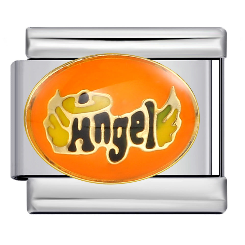 Titanium Steel Gold-plated Drip Welding Pattern DIY Italian Module Bracelet Italian Charm Bracele Titanium Steel Gold-plated Drip Welding Pattern DIY Italian Module Bracelet Italian Charm Bracele