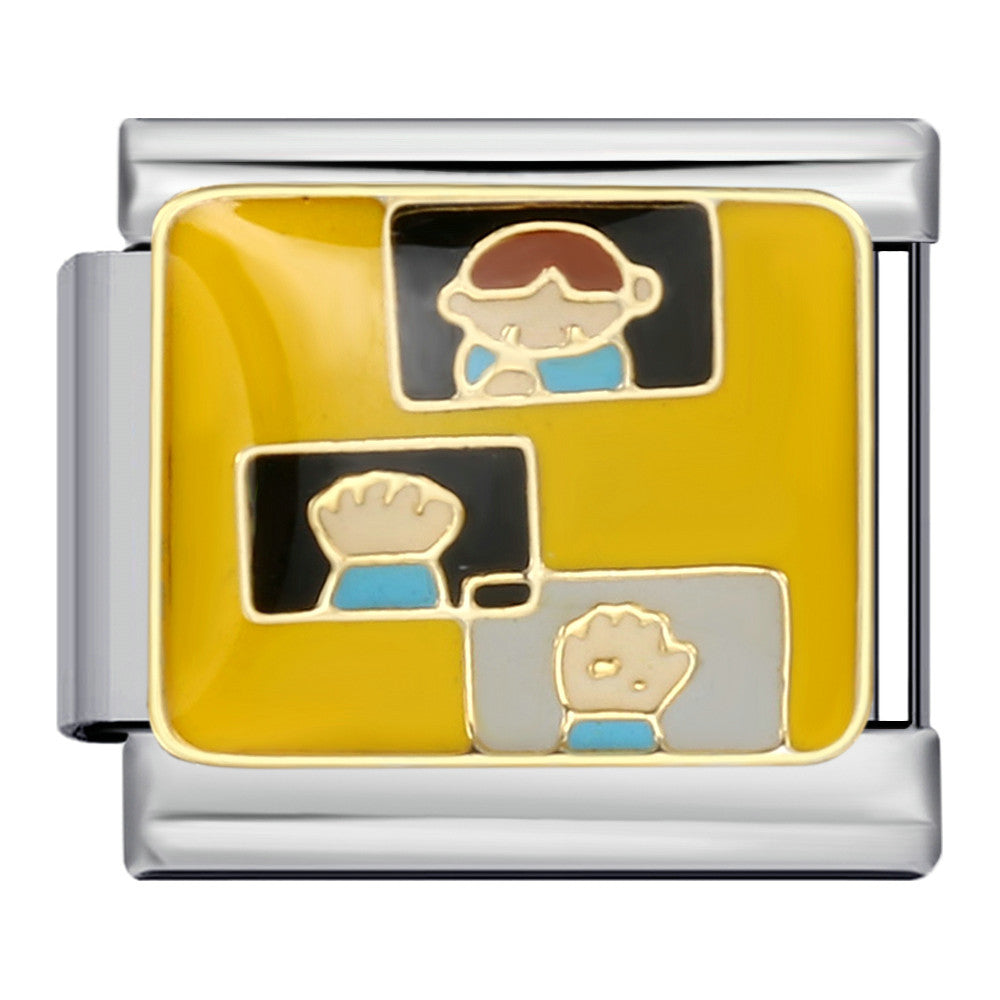 Fresh Illustration Series Italian Module Bracelet Titanium Steel Gold Plated Drip Oil DIY Welding Pattern Strap Chain Fresh Illustration Series Italian Module Bracelet Titanium Steel Gold Plated Drip Oil DIY Welding Pattern Strap Chain