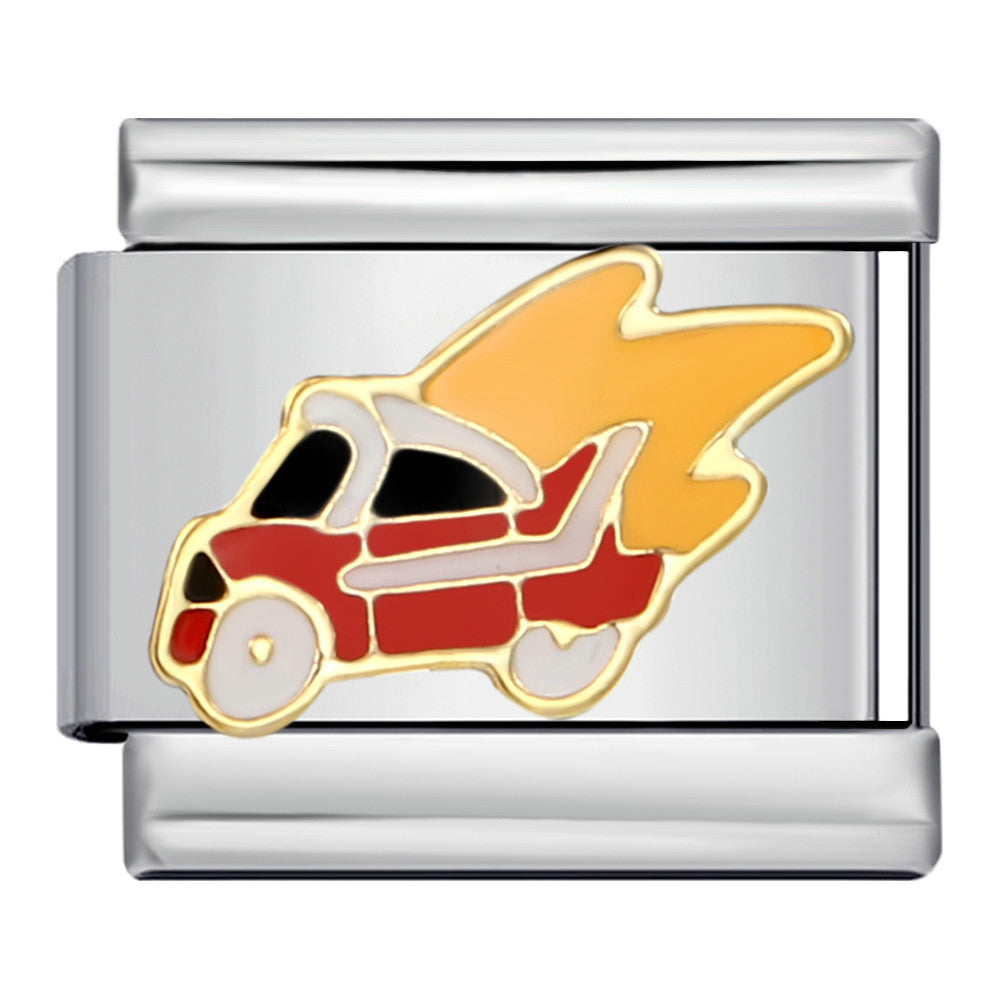 Hot Selling Fire Truck Train Italian Modular Bracelet DIY Titanium Steel Welding Gold Plated Drip Oil Bangle Hot Selling Fire Truck Train Italian Modular Bracelet DIY Titanium Steel Welding Gold Plated Drip Oil Bangle