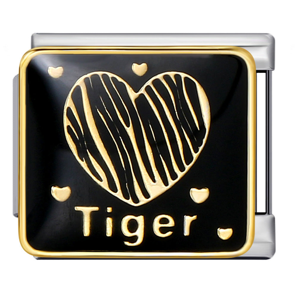 Wholesale of New Square Titanium Steel Bracelet Welding, Gold Plating, Drip Oil Cartoon DIY Italian Module Bracelet From Europe and America Wholesale of New Square Titanium Steel Bracelet Welding, Gold Plating, Drip Oil Cartoon DIY Italian Module Bracelet From Europe and America