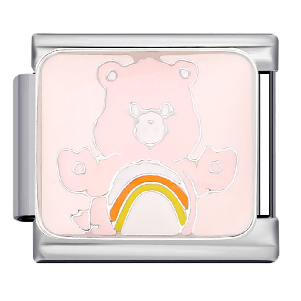 Classic Cute Bear Italian Module Bracelet Stainless Steel Welding Pattern DIY Elastic Splicing Bracelet Classic Cute Bear Italian Module Bracelet Stainless Steel Welding Pattern DIY Elastic Splicing Bracelet