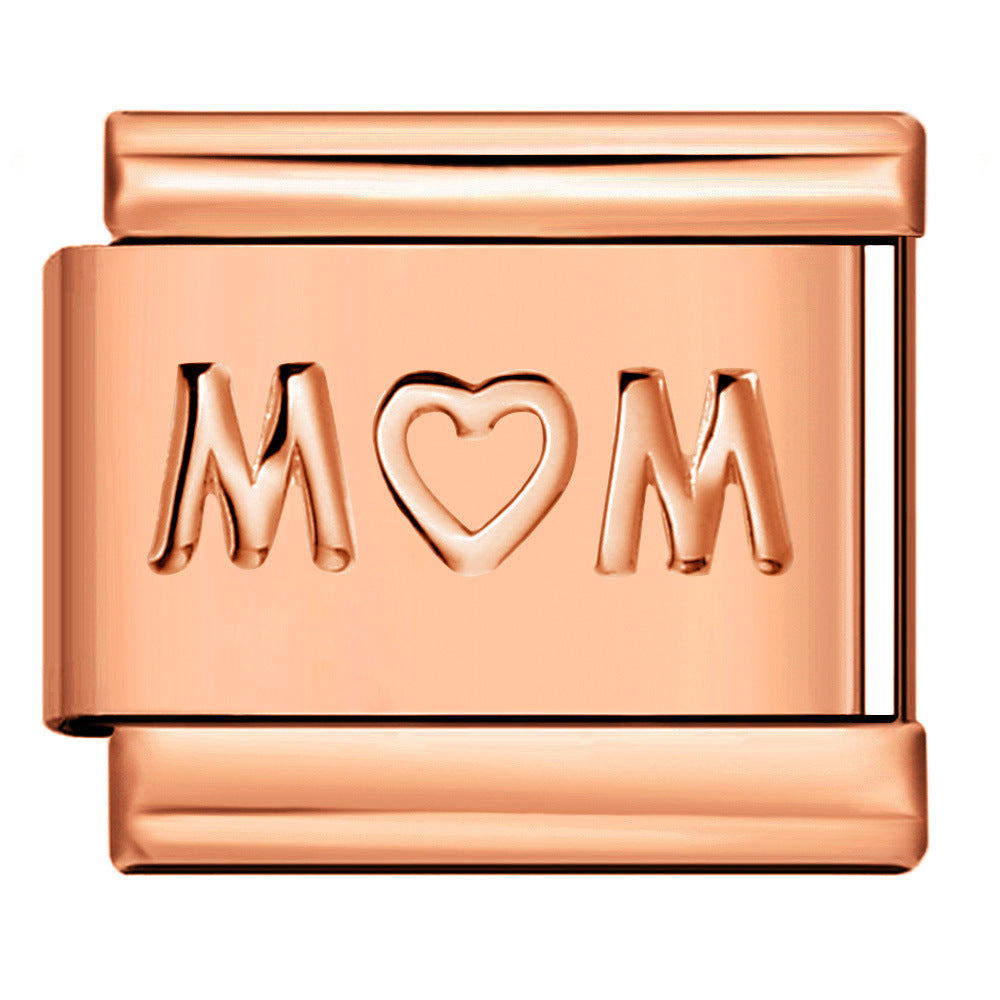 Rose Gold Titanium Steel Stamping Pattern DIY Italian Module Bracelet Italian Charm Bracelet Rose Gold Titanium Steel Stamping Pattern DIY Italian Module Bracelet Italian Charm Bracelet