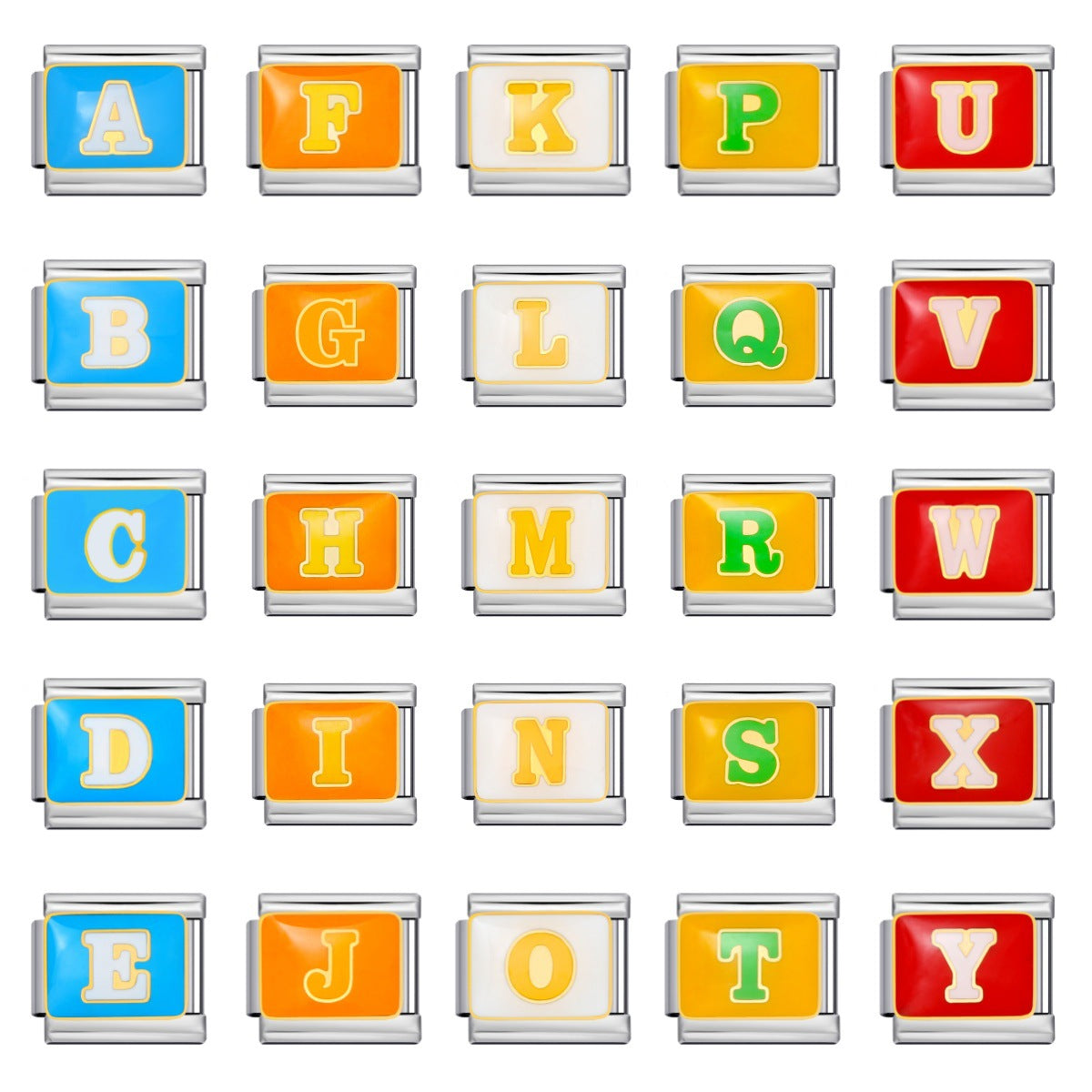 New Color Drip Oil Letter Italian Module Bracelet Titanium Steel Welding DIY Elastic Splicing Fashion Bracelet New Color Drip Oil Letter Italian Module Bracelet Titanium Steel Welding DIY Elastic Splicing Fashion Bracelet